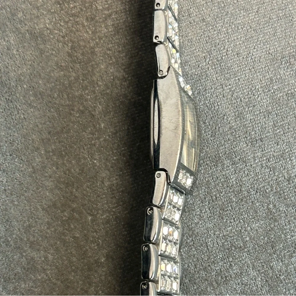 River Island Quartz Ladies rectangular crystal rhinestone cubic zirconia Watch